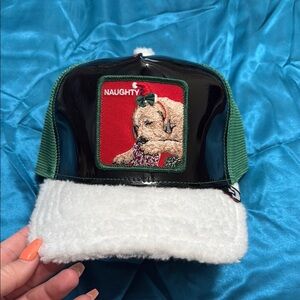 Green and Black Trucker Hat with Dog Patch